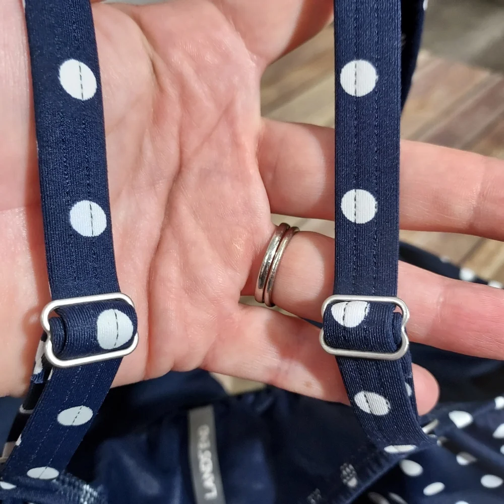 Lands End blue polka dot tankini top 10